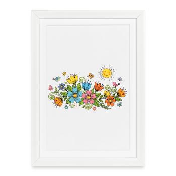 Wild flower garden with cheerful bright sun - Framed poster (27 × 37 cm) - white - Front