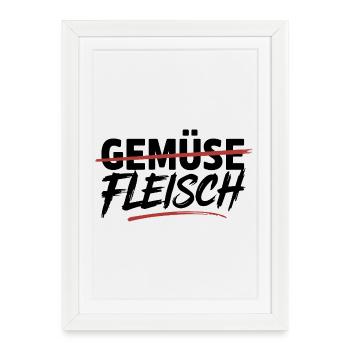  Gemüse Durchgestrichen Fleisch Unterstrichen - Gerahmtes Poster (27 × 37 cm) - Weiß - Vorne