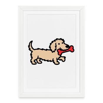 Terrier Doodle Bone Comic - Framed poster (27 × 37 cm) - white - Front