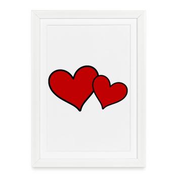 Coeurs Symbole Amour - Affiche encadrée (27 × 37 cm) - blanc - Devant