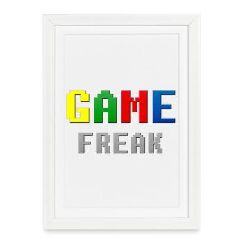 Retro Pixel Game Freak Theme - Framed poster (27 × 37 cm) - white - Front