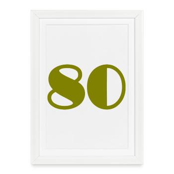 80. 80 ANS. 80e ANNIVERSAIRE. ANNIVERSAIRE 80 ANS. - Affiche encadrée (27 × 37 cm) - blanc - Devant