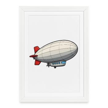 Airship Cartoon Zeppelin - Framed poster (27 × 37 cm) - white - Front