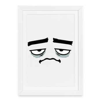 Mürrisches Trauriges Enttäuschtes Gesicht Lustig - Gerahmtes Poster (27 × 37 cm) - Weiß - Vorne