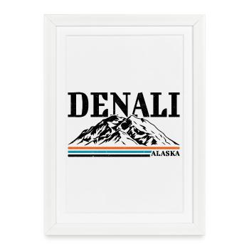 Parc national Alaska Denalis Rétro Vintage - Affiche encadrée (27 × 37 cm) - blanc - Devant