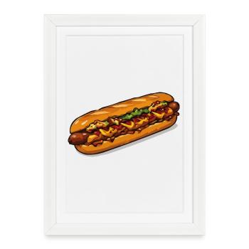 Cartoon Hot Dog Illustration - Framed poster (27 × 37 cm) - white - Front