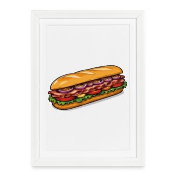 Motif de hot-dog de dessin animé - Affiche encadrée (27 × 37 cm) - blanc - Devant