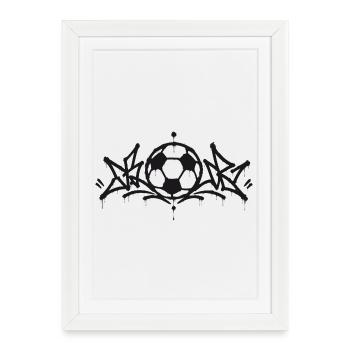 Football Graffiti Art de rue Motif urbain de football - Affiche encadrée (27 × 37 cm) - blanc - Devant