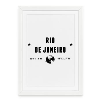 Rio De Janeiro Coordinates Earth - Framed poster (27 × 37 cm) - white - Front
