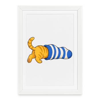 Chat dans la chaussette - Affiche encadrée (27 × 37 cm) - blanc - Devant