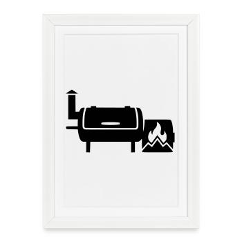 BBQ Smoker Grillmeister Pulled Pork Grilling - Framed poster (27 × 37 cm) - white - Front