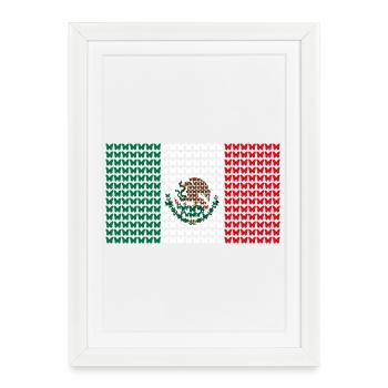 Motif de drapeau raster du Mexique - Affiche encadrée (27 × 37 cm) - blanc - Devant