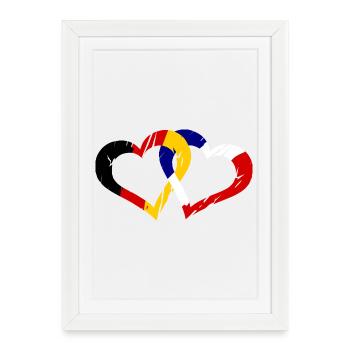 Cœur coloré à pinceau - Affiche encadrée (27 × 37 cm) - blanc - Devant
