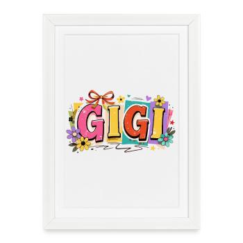 Gigi Granny Flowers Gift Retro Grandma - Framed poster (27 × 37 cm) - white - Front
