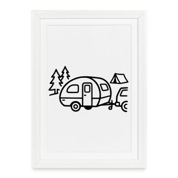Camping caravan Camping Vacances en camping-car - Affiche encadrée (27 × 37 cm) - blanc - Devant
