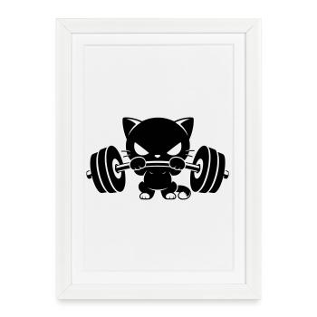 Motif de la musculation de chat fort - Affiche encadrée (27 × 37 cm) - blanc - Devant