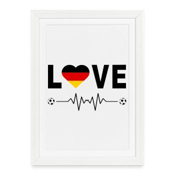 Coupe du monde d’amour de football drapeau Allemagne LOVE - Affiche encadrée (27 × 37 cm) - blanc - Devant