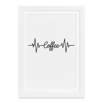 Coffee Humour Coffee - Heartbeat - Gift - Framed poster (27 × 37 cm) - white - Front