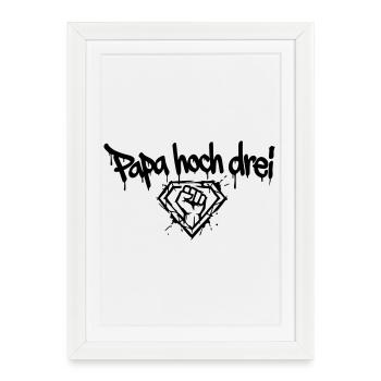 Papa Hoch 3 Faust Diamant Dreifacher Vater - Gerahmtes Poster (27 × 37 cm) - Weiß - Vorne
