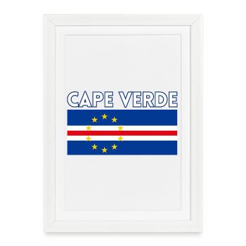 Cape Verde Flag, Cape Verdean Flag, Cape Verde - Affiche encadrée (27 × 37 cm) - blanc - Devant