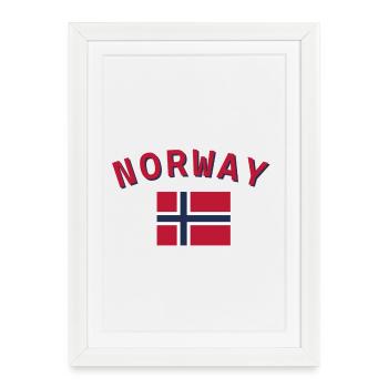 Texte courbé de Norvège avec drapeau - Affiche encadrée (27 × 37 cm) - blanc - Devant