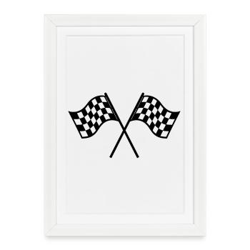 Drapeau de course - Affiche encadrée (27 × 37 cm) - blanc - Devant
