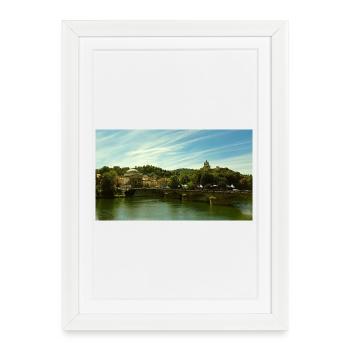 Panorama de la ville au bord de la rivière et du pont - Affiche encadrée (27 × 37 cm) - blanc - Devant