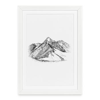 Silhouette de Königspitze Ortles-Alps design - Affiche encadrée (27 × 37 cm) - blanc - Devant