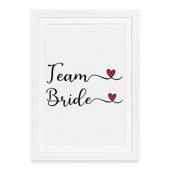 Team Bride mignonne typographie manuscrite avec un cœur - Affiche encadrée (27 × 37 cm) - blanc - Devant