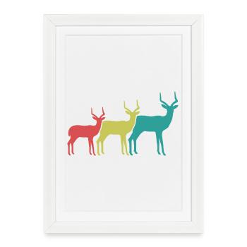 Colorful Antelope Silhouettes - Framed poster (27 × 37 cm) - white - Front