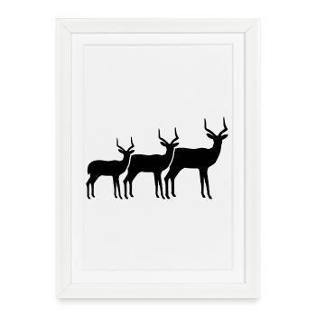 Antelope Family Silhouette - Framed poster (27 × 37 cm) - white - Front