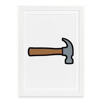 Icône de l’outil du marteau du charpentier - Affiche encadrée (27 × 37 cm) - blanc - Devant