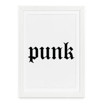 Punk Gothic Lettering Tee - Framed poster (27 × 37 cm) - white - Front