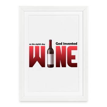 Wine bottle in large typography - Framed poster (27 × 37 cm) - white - Front