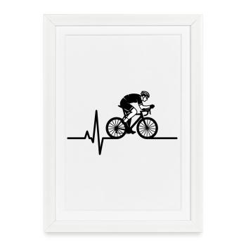 Road Bike Heartbeat ECG - Framed poster (27 × 37 cm) - white - Front