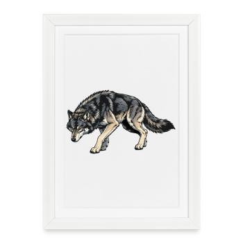 Wolf Illustration - Framed poster (27 × 37 cm) - white - Front
