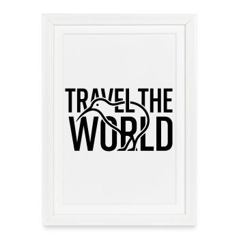 Silhouette des oiseaux kiwi : Voyager dans le monde – Minimaliste - Affiche encadrée (27 × 37 cm) - blanc - Devant