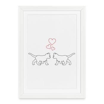 Chats amoureux - Affiche encadrée (27 × 37 cm) - blanc - Devant