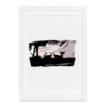 T-shirt cerf & biche personnalisé - Affiche encadrée (27 × 37 cm) - blanc - Devant