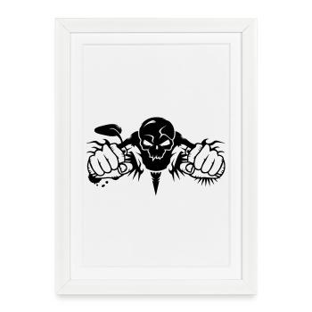 Skull Motorcycle - Framed poster (27 × 37 cm) - white - Front