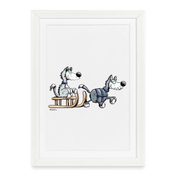 Mignon Husky Team - Affiche encadrée (27 × 37 cm) - blanc - Devant
