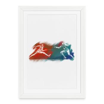Fencing - Framed poster (27 × 37 cm) - white - Front