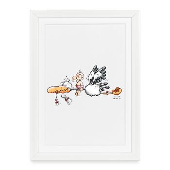 Stork and baby - Framed poster (27 × 37 cm) - white - Front