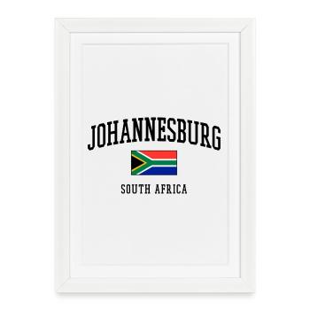 Drapeau de Johannesburg Conception des villes en Afrique du Sud - Affiche encadrée (27 × 37 cm) - blanc - Devant
