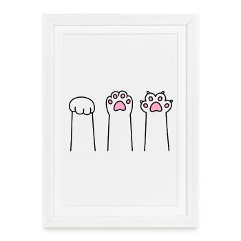 Pierre Papier Ciseaux Patte Patte Jeu Patte Cat Pattes - Affiche encadrée (27 × 37 cm) - blanc - Devant