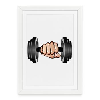 Haltère à la main - soulever des poids pour les bodybuilders - Affiche encadrée (27 × 37 cm) - blanc - Devant