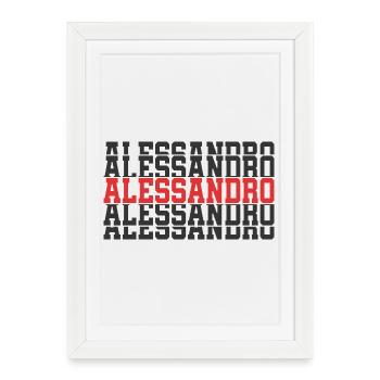 Alessandro t-shirt stacked text gift t-shirt - Framed poster (27 × 37 cm) - white - Front