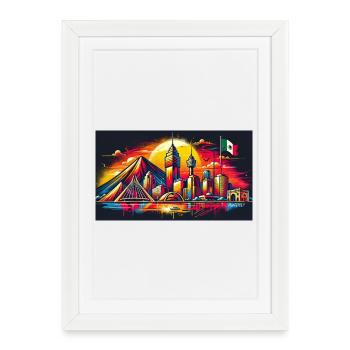 Monterrey Mexiko Kunst Design - Gerahmtes Poster (27 × 37 cm) - Weiß - Vorne