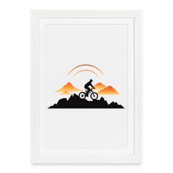 Dessin d’un cycliste de VTT - Affiche encadrée (27 × 37 cm) - blanc - Devant