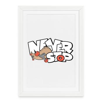 Incessant skateboard print - Framed poster (27 × 37 cm) - white - Front